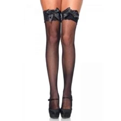 Klassieke Kousen Met Kant En Strik - Zwart